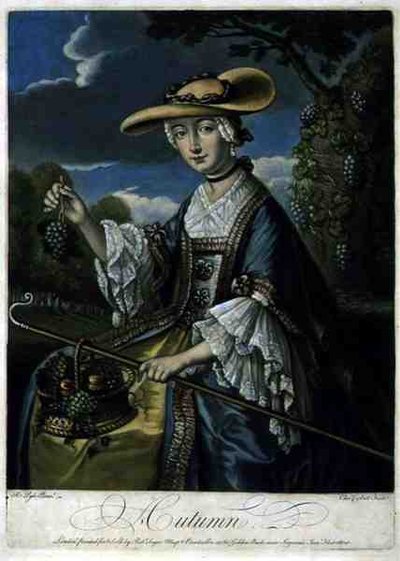 Höst, graverad av C. Corbutt (Richard Purcell) (fl.1746-66), pub. av Robert Sayer, ca 1760 (mezzotintgravyr) (se även 125559-61) av Robert (after) Pyle