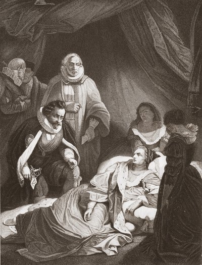 Drottning Elizabeths sista timmar (litho) av Robert (after) Smirke