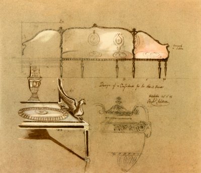 Design för en soffa, 1777, 1946. av Robert Adam