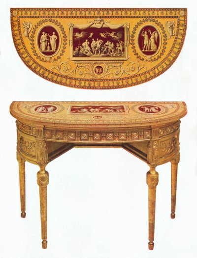 Ett av ett par Adam sidobord, toppen målad på samma sätt som Pergolesi, 1700-talet av Robert Adam