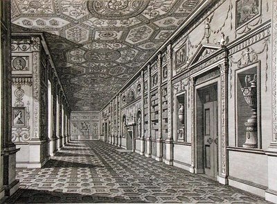 Biblioteket i Syon House, byggt 1760-69 (gravyr) av Robert Adam