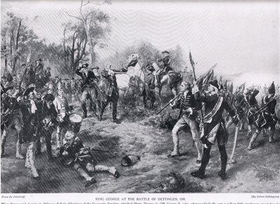 George II i Dettingen, illustration från "Hutchinson