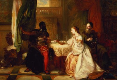 Othello relaterer sine eventyr til Desdemona, 1869 swed av Robert Alexander Hillingford