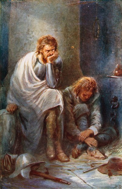 Pilgrimerna i Doubting Castle (färglitografi) av Robert Ambrose (after) Dudley