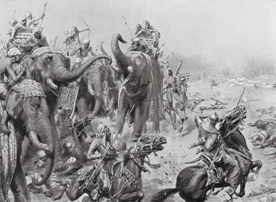 Babar introducerar fältkanoner i Panipat av Robert Ambrose Dudley