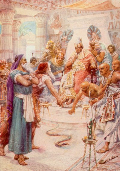 Moses och Aron inför farao (färg litho) av Robert Ambrose Dudley