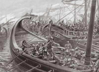 Den fokéiska flottan besegrar kartagerna (litografi) av Robert Ambrose Dudley