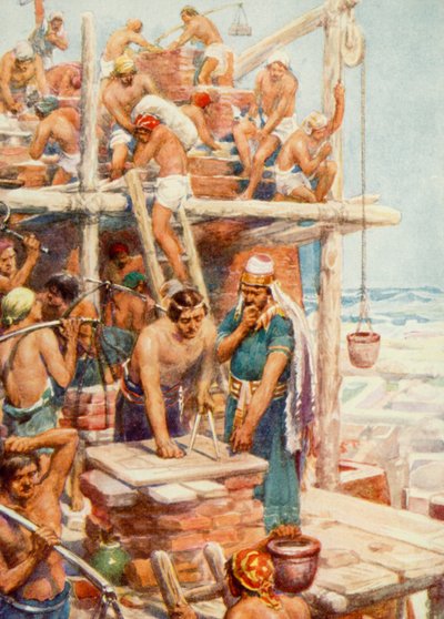 Babels torn (färg litho) av Robert Ambrose Dudley