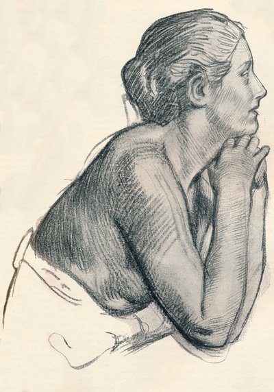 En studie i Sanguine, c1900 av Robert Anning Bell