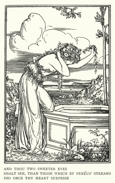 Och du två sötare ögon, ska se, än de som vid Peneus strömmar, en gång överraskade ditt hjärta (litho) av Robert Anning Bell
