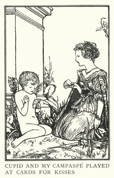 Cupid och min Campaspe spelade på kort för kyssar (litho) av Robert Anning Bell