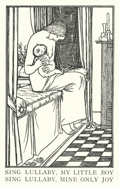 Sjung vaggvisa, min lilla pojke, sjung vaggvisa, min enda glädje (litho) av Robert Anning Bell
