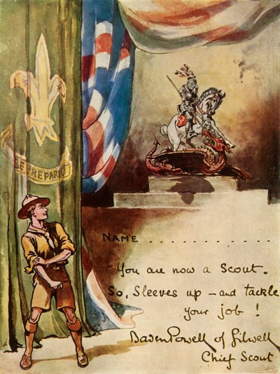 Design för scoutregistreringskort, 1944. av Robert Baden Powell