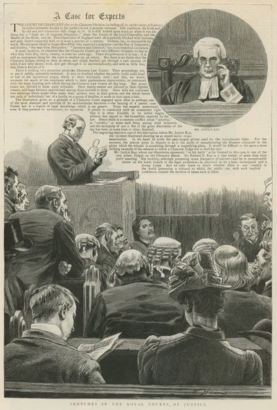 Ett fall för experter: Skisser från Royal Courts of Justice; med en vinjett av Mr Justice Kay av Robert Barnes