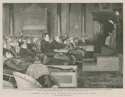 En konsert på Royal Hospital for Incurables i Putney (gravyr) av Robert Barnes