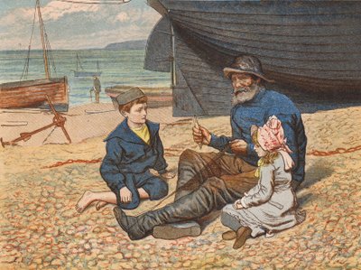 Jenkins berättade för Nora och Hugh om sin barndom (färglitografi) av Robert Barnes