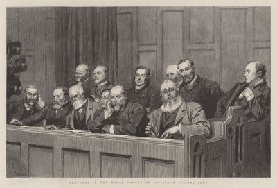 Skisser i Royal Courts of Justice, en särskild jury av Robert Barnes