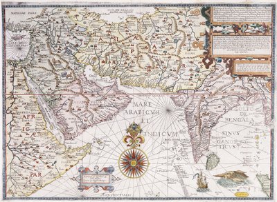 En karta över Östafrika, Arabien och Indien, 1598 av Robert Beckit
