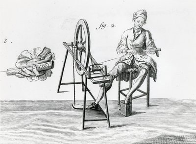 Rustik ekonomi, bomull, från Encyclopedia av Denis Diderot 1713-84 gravyr bw fotodetalj av 164438 av Robert Benard