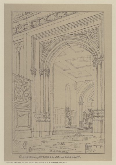 Ingång till de olika domstolarna, Guildhall, City of London av Robert Blemell (after) Schnebbelie