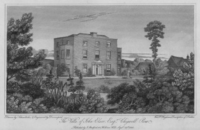 The Villa of John Elsee, Chigwell Row (gravyr) av Robert Blemell (after) Schnebbelie