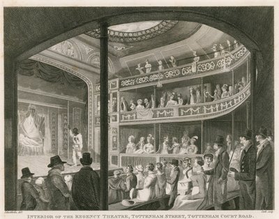 Interiör av Regency Theatre, Tottenham Street, Tottenham Court Road, London av Robert Blemell Schnebbelie