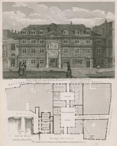 Västerläge av Blackwell Hall, King Street, Cheapside av Robert Blemell Schnebbelie