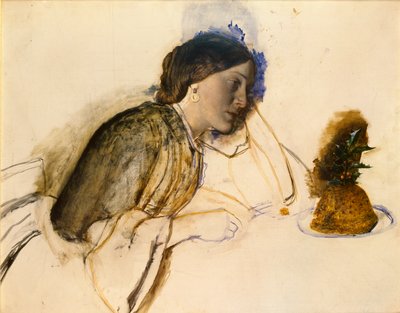 Den fattiga skådespelerskans julmiddag, c1860 av Robert Braithwaite Martineau