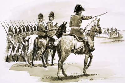 Arthur Wellesley i spetsen för 23:e regementet vid Mysore av Robert Brook