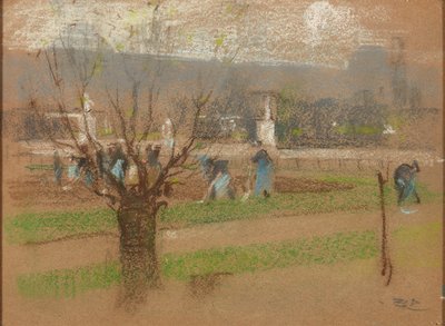 Lökplantering i Tuilerierna, Paris (pastell) av Robert Brough