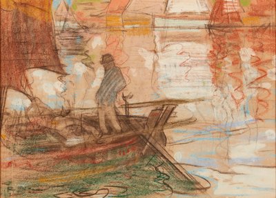 Concarneau Ferryman 1894 (pastell) av Robert Brough