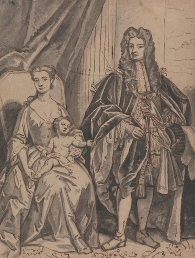 Porträtt av en familj, kallad John Sheffield, hertig av Buckingham och familj av Robert Byng