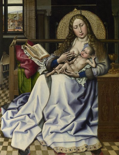 Jungfrun och barnet före en eldskärm, ca. 1440 av Robert, Campin