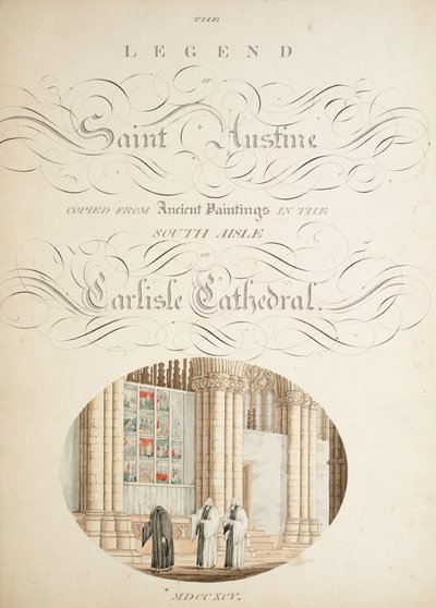 Ms. New Coll 380, f9r. Antikviteterna från Cathedral Church of Saint Mary, Carlisle, ritade av Robert Carlile, 1795 (penna och bläck och wc på papper) av Robert Carlile
