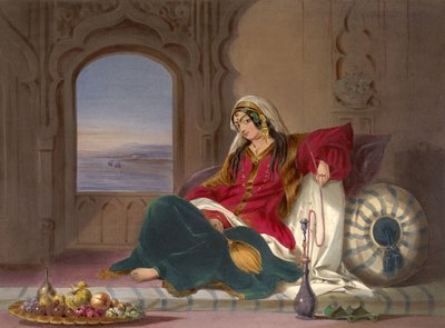 Kandahar Lady of Rank, engagerad i rökning, 1848 av Robert Carrick