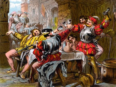 "Let me the Canakin Clink" Othello Akt II. Scen II. (kromolitografi) av Robert Charles Dudley