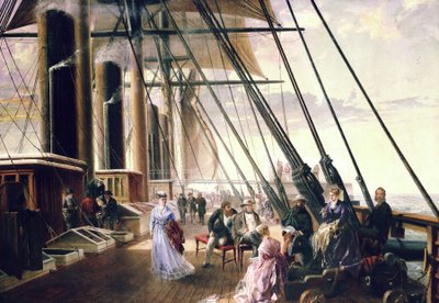 Ombord på ångfartyget och hjulångaren "Great Eastern" av Isambard Kingdom Brunel (1806-1859), på väg från Sheerness (England) till Valentia (Irland) av Robert Charles Dudley