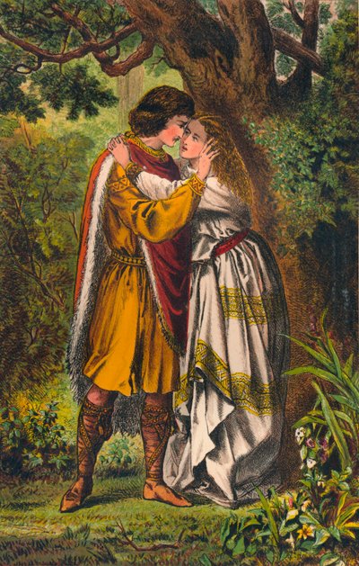 Posthumus. Min drottning! Min älskarinna! O frun, gråt inte mer. Cymbeline: Akt I, Scen I, c1875 av Robert Charles Dudley