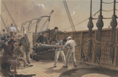 Splitsning av kabeln efter den första olyckan ombord på Great Eastern, 25 juli 1865, 1865-66. av Robert Charles Dudley