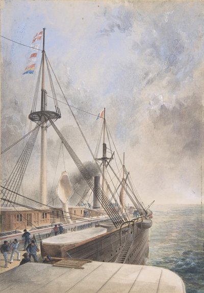 Utsikt bakåt från hamnpaddellådan på däcket i Great Eastern..., 1865-66. av Robert Charles Dudley