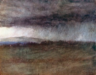 En storm sveper in över Arnos dalgång (färglitografi) av Robert Charles Goff
