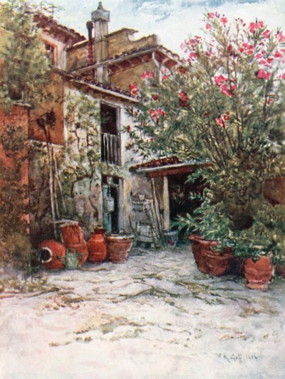 En toskansk gård (färglitografi) av Robert Charles Goff