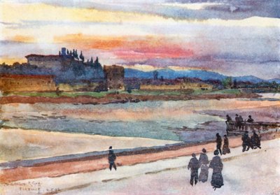 Solnedgång över Monte Oliveto (färglitografi) av Robert Charles Goff