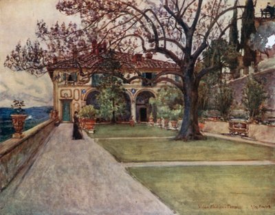 Villa Medici i Fiesole (färglitografi) av Robert Charles Goff