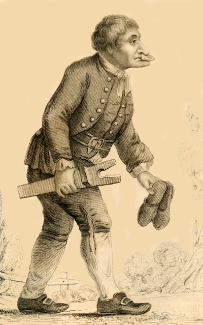 Old Boots, en välkänd karaktär på Rippon i Yorkshire, 1821. av Robert Cooper