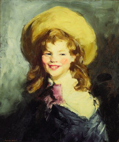 Flicka med stor hatt, av Robert Cozad Henri