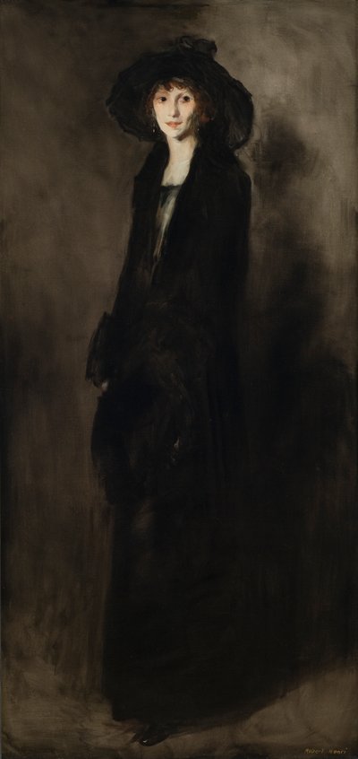 Dam i svart sammet (porträtt av Eulabee Dix Becker) 1911 (olja på duk) av Robert Cozad Henri