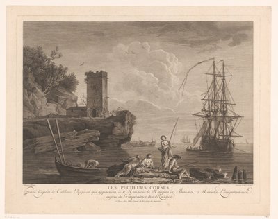 Havsutsikt med fiskare Les pecheurs corses. av Robert Daudet (II) (attributed to)