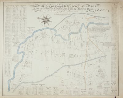 En ny och korrekt karta över Hackney Marsh, 1745 av Robert Davies