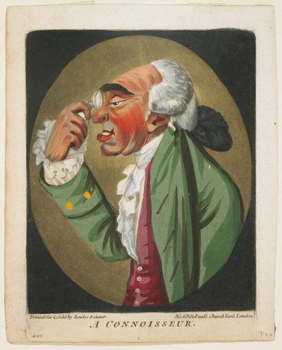 En kännare, från A Book of Heads, 1795 av Robert Dighton